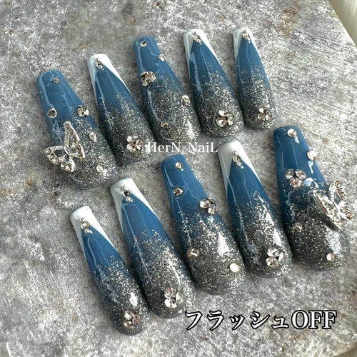 お急ぎ便B♥ ネイルチップ 水色ネイル メンカラネイル ツイード フレンチ お急ぎ便B♥ ネイルチップ 水色ネイル メンカラネイル ツイード
