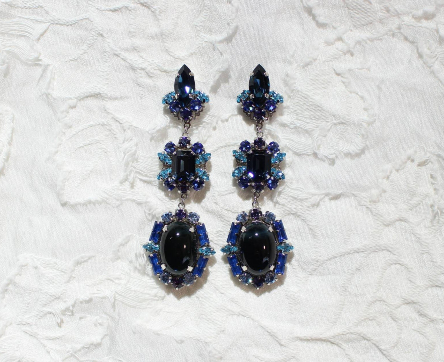 ヴィンテージスワロフスキー ネイビー ブルー キラキラ 大人アクセサリー