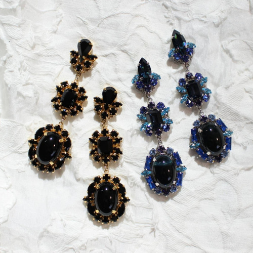 ヴィンテージスワロフスキー ネイビー ブルー キラキラ 大人アクセサリー ヴィンテージスワロフスキー ネイビー ブルー キラキラ 大人