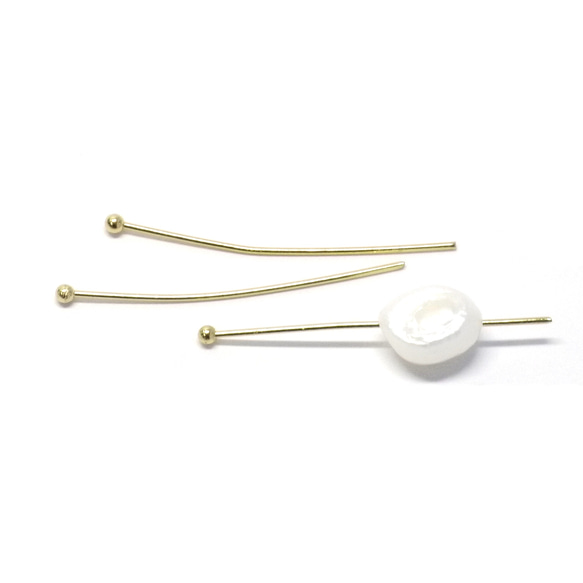 ess66【約6g(約50個)】約0.7×30mm ボールピン 18KGP サージカルステンレス 金具 3枚目の画像