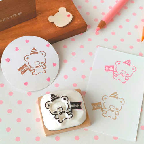 ゆるくまちゃんのHello』消しゴムはんこ はんこ・スタンプ egao