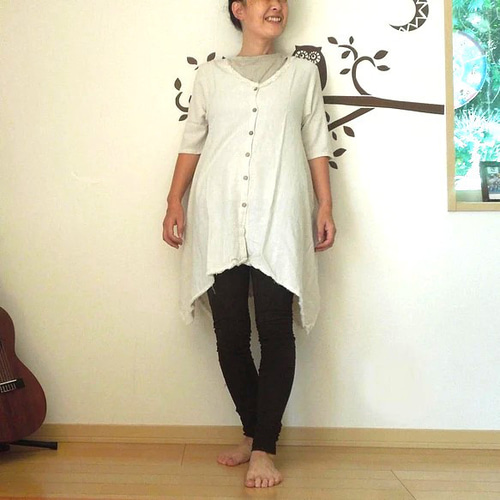 再入荷】asana ヘンプコットン 厚手 レギンス・草木染め○マンゴー