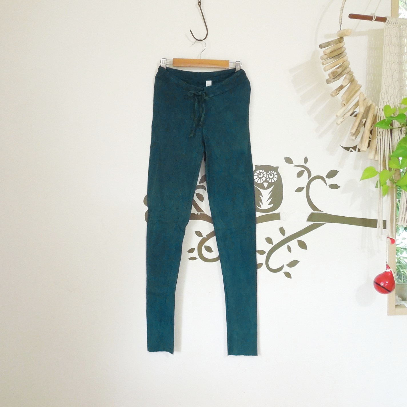 【再入荷】asana ヘンプコットン 厚手 レギンス・草木染め●マンゴーインディゴ