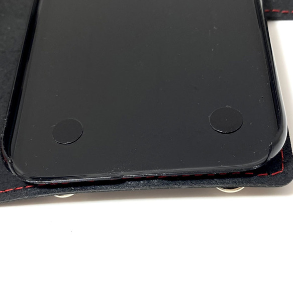 送料無料 手帳型 スマホケース iPhone 6 6s 7 8 SE 第二世代 第三世代 用 革 ブラック レッド 6枚目の画像