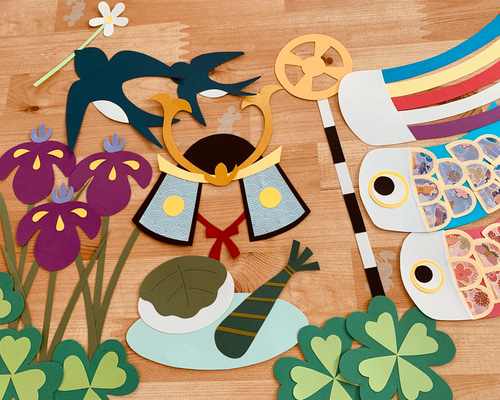 壁面飾り【5月の素材セット】5月 端午の節句 こどもの日 切り絵