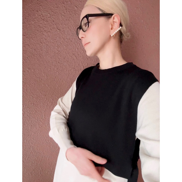 RATA❤️成人修身針織連身裙和背心帶抽繩❤️日本原裝產品❤️時尚黑色❤️適合日常穿著和儀式 第9張的照片