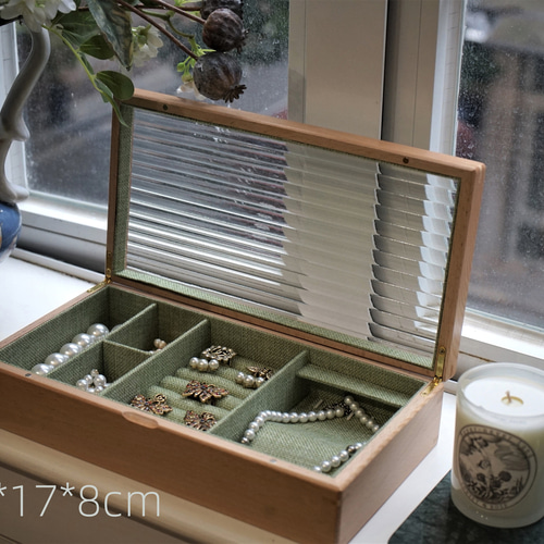 一目惚れ!! 素敵なアクセサリーケース 水波紋/花柄 木製インテリア雑貨