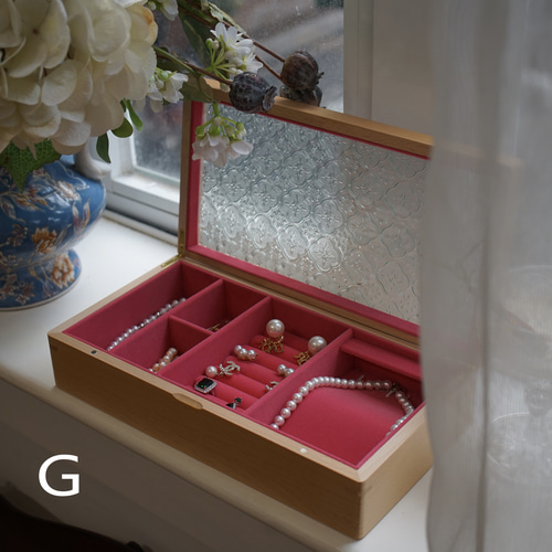 一目惚れ!! 素敵なアクセサリーケース 水波紋/花柄 木製インテリア雑貨