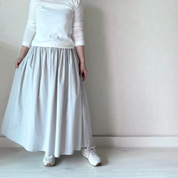 キレイめに着れる♪タイプライターのギャザースカート　アイスグレー 3枚目の画像