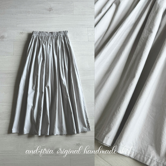 キレイめに着れる♪タイプライターのギャザースカート　アイスグレー 2枚目の画像
