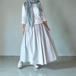 キレイめに着れる♪タイプライターのギャザースカート　アイスグレー 10枚目の画像