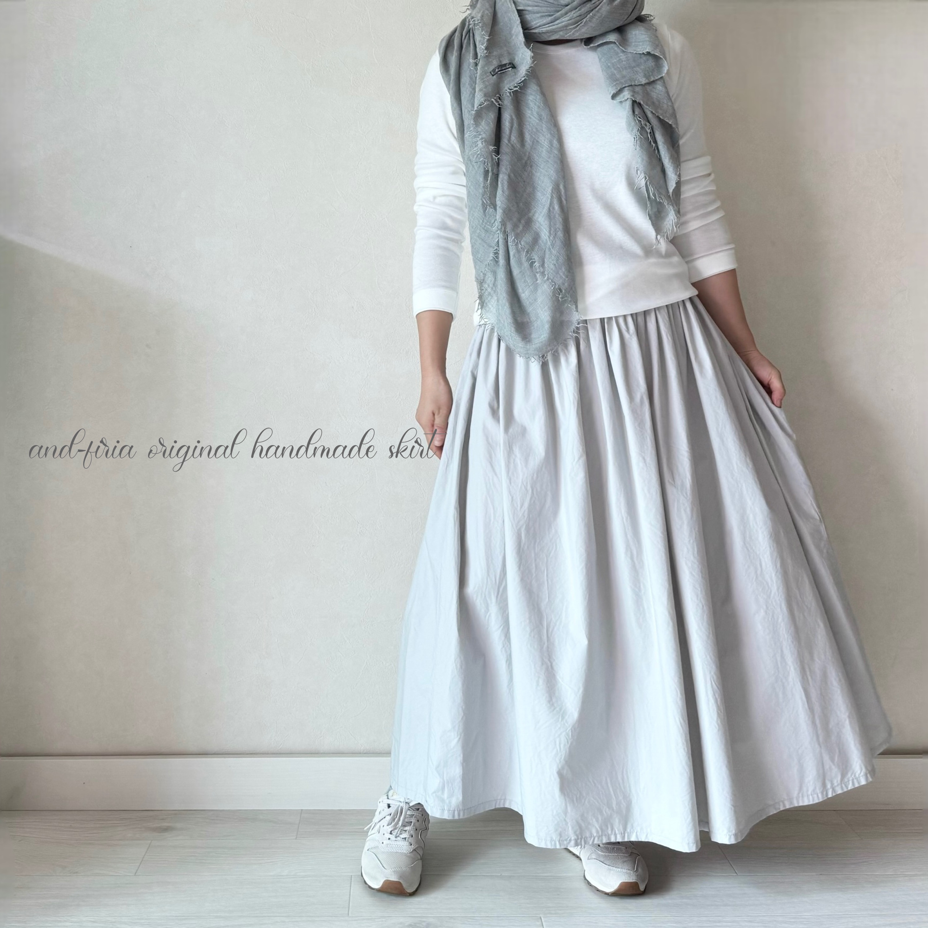 キレイめに着れる♪タイプライターのギャザースカート　アイスグレー