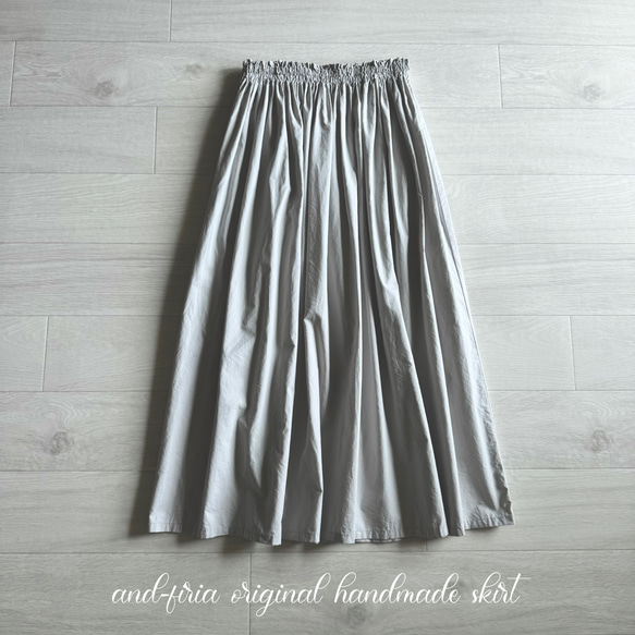 キレイめに着れる♪タイプライターのギャザースカート　アイスグレー 9枚目の画像