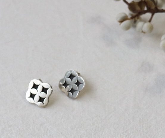 七宝柄ピアス silver950 silver925 ハンドメイドアクセサリー