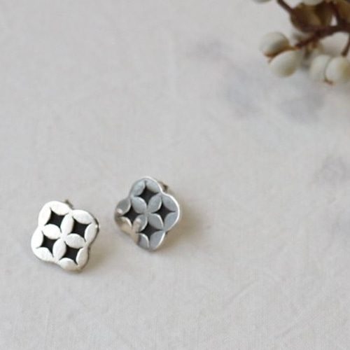 七宝柄ピアス silver950 silver925 ハンドメイドアクセサリー