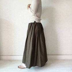 綺麗めに着れる♪タイプライターのギャザースカート　ショコラブラウン 1枚目の画像
