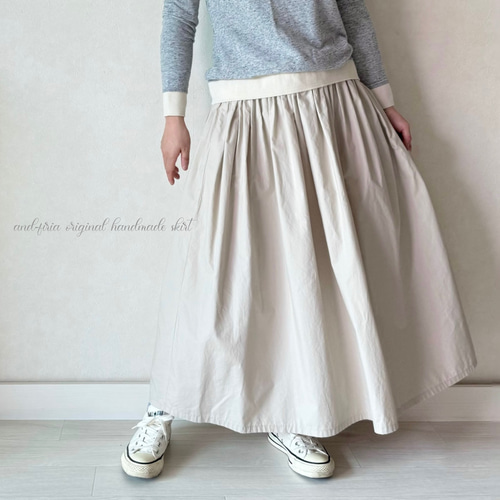 キレイめに着れる♪タイプライターのギャザースカート ミルクティー