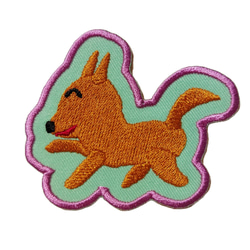 コロちゃん1 小サイズ ワッペン 刺繍 犬 イヌ いぬ ホームメイド オリジナル 可愛い アップリケ 狐 キツネ きつね 2枚目の画像