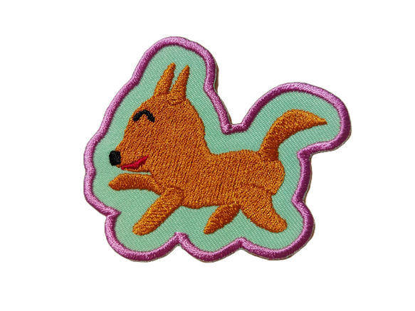 コロちゃん1 小サイズ ワッペン 刺繍 犬 イヌ いぬ ホームメイド オリジナル 可愛い アップリケ 狐 キツネ きつね 2枚目の画像