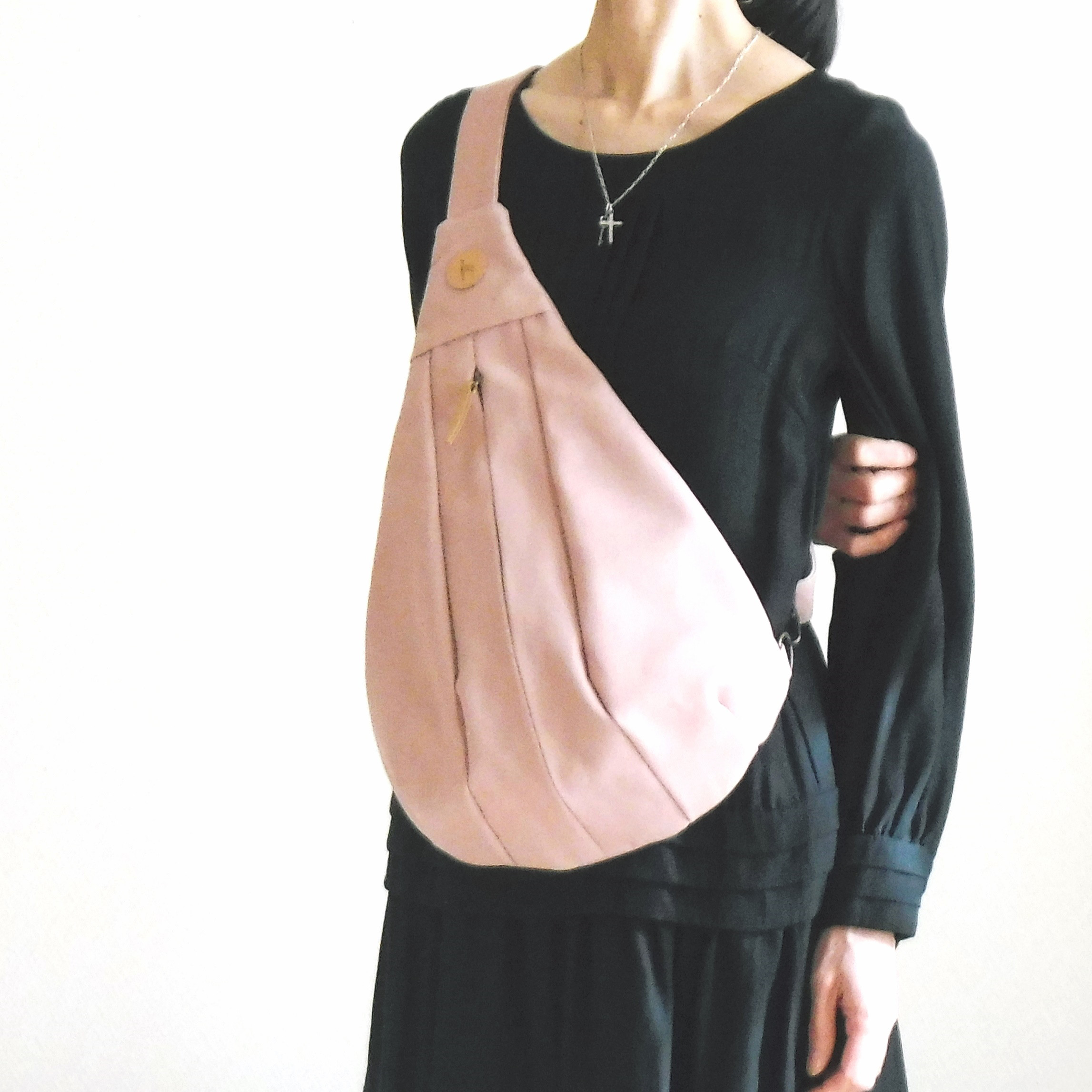 DIY ボディバッグ作り方 しずく型 cross body bag backpack 型紙