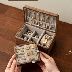 耳環戒指配件盒房間分隔大容量珠寶收納母親節女士情人節禮物 第1張的照片