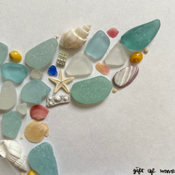 シーグラス　ホエールテール　シーグラスアート　春　貝殻　インテリア雑貨　置物　壁掛け 5枚目の画像
