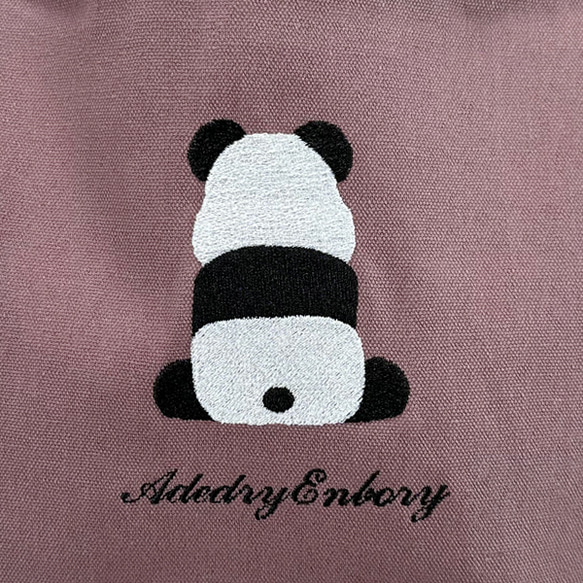【送料無料】背中パンダのシルエット刺繍 レギュラーキャンバスミニトートバッグ 6枚目の画像