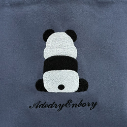 [免運費] 背面熊貓剪影刺繡常規帆布迷你托特包 第4張的照片