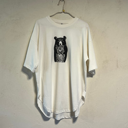 クマファミリー　レディースビッグシルエットTシャツ綿100％ 5枚目の画像