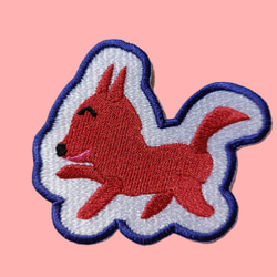 コロちゃん3 小サイズ ワッペン 刺繍 犬 イヌ いぬ ホームメイド オリジナル 可愛い アップリケ 狐 キツネ きつね 1枚目の画像