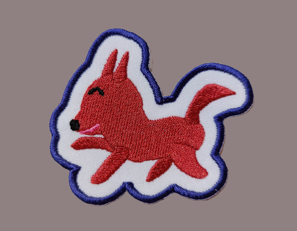 コロちゃん3 小サイズ ワッペン 刺繍 犬 イヌ いぬ ホームメイド オリジナル 可愛い アップリケ 狐 キツネ きつね 2枚目の画像