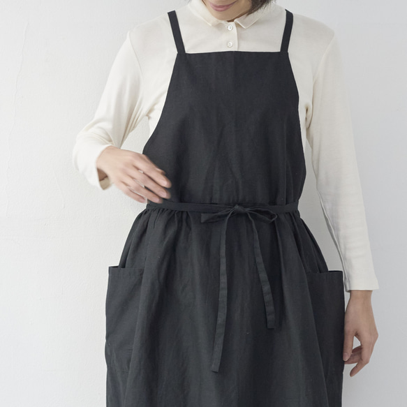 ワンピースエプロン  / onepiece apron　ブラック 10枚目の画像