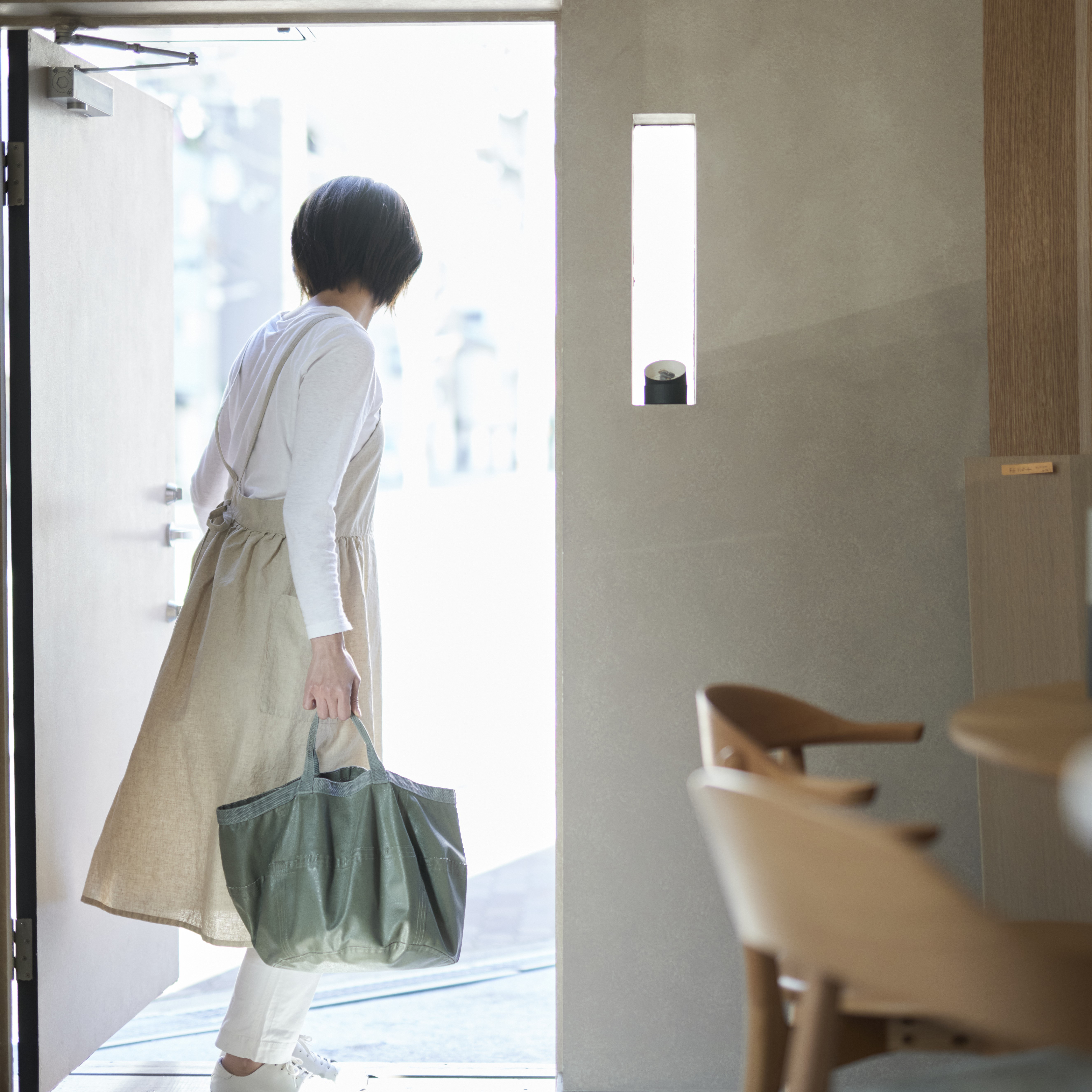 ワンピースエプロン  / onepiece apron　ナチュラル