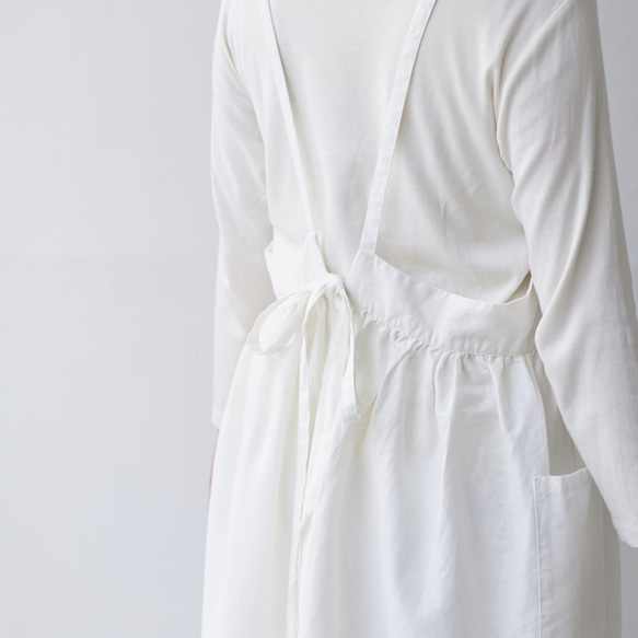 ワンピースエプロン  / onepiece apron　ホワイト 16枚目の画像