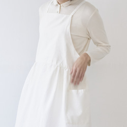 ワンピースエプロン  / onepiece apron　ホワイト 6枚目の画像