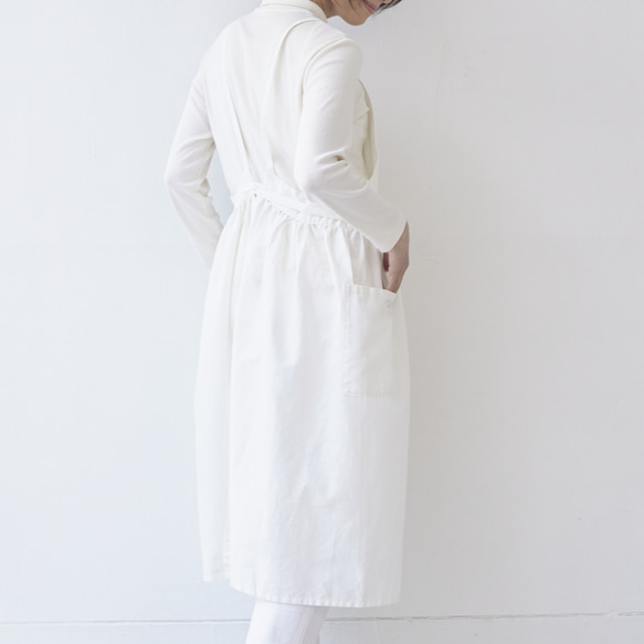 ワンピースエプロン  / onepiece apron　ホワイト 10枚目の画像