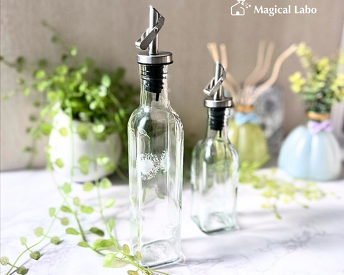 向日葵のオイル&ビネガーボトル(クリアVer.)＊大小2種♪☆調味料ボトル