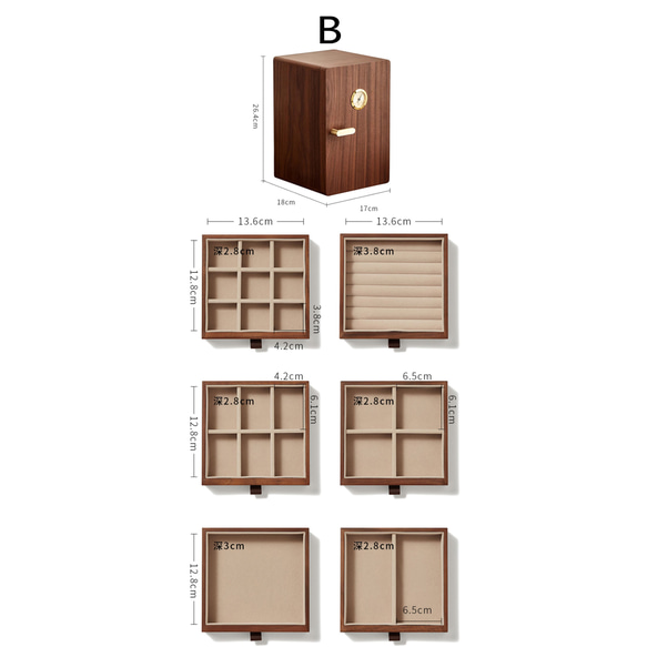★2024年新調★小引き出し（6段付き）収納 アクセサリーケース 木製 大容量 収納箱 女性 贈り物 12枚目の画像