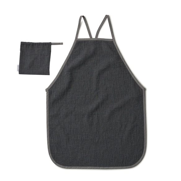 パイピングエプロン WG+ポーチ  / piping apron WG+pouch　チャコール 15枚目の画像