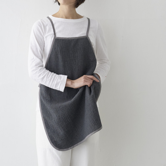 パイピングエプロン WG+ポーチ  / piping apron WG+pouch　チャコール 8枚目の画像