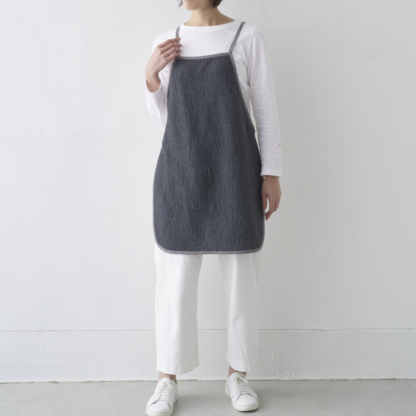 パイピングエプロン WG+ポーチ  / piping apron WG+pouch　チャコール 4枚目の画像