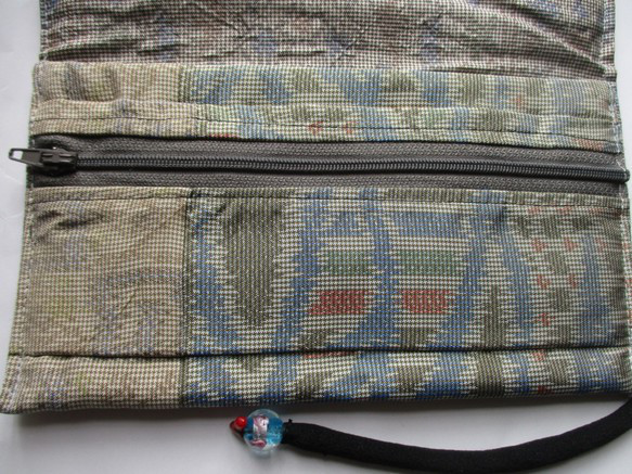 ７６１６　色大島紬の着物で作った和風財布・ポーチ＃送料無料 6枚目の画像