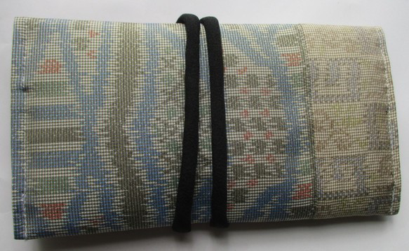 ７６１６　色大島紬の着物で作った和風財布・ポーチ＃送料無料 2枚目の画像