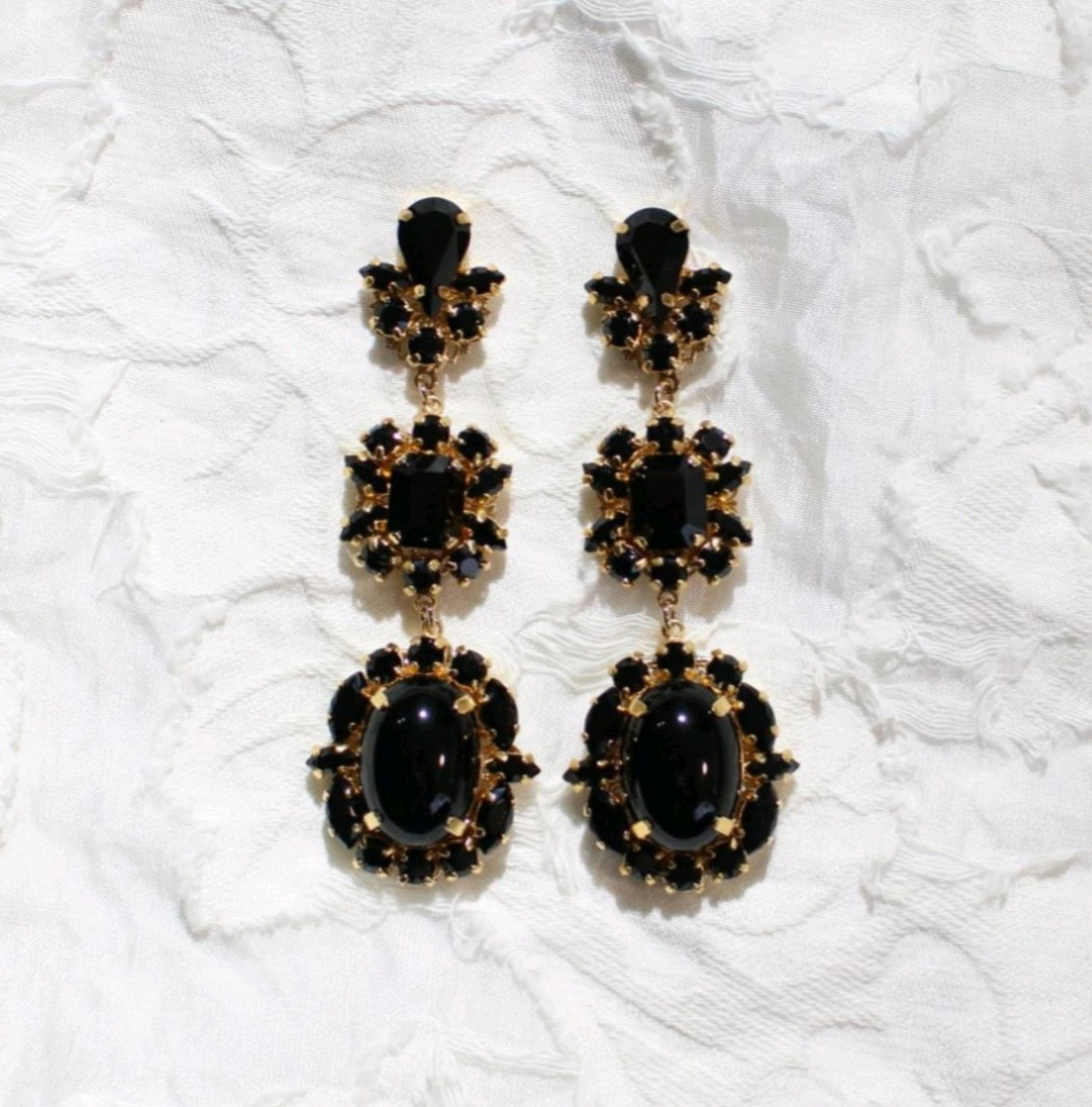 ヴィンテージスワロフスキー ブラック オニキス キラキラ 大人アクセサリー