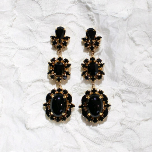 ヴィンテージスワロフスキー ブラック オニキス キラキラ 大人