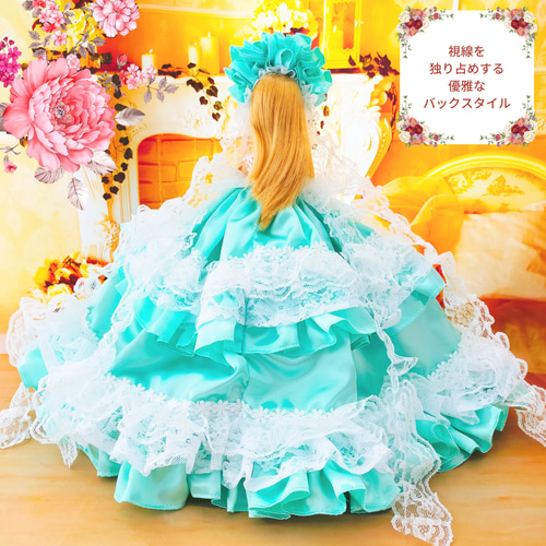 ジェニー 翡翠ドレス エメラルドグリーン ハンドメイド服 ドール