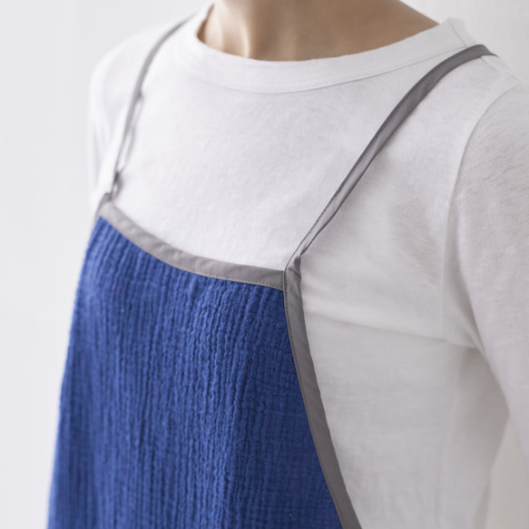 パイピングエプロン WG+ポーチ  / piping apron WG+pouch　ネイビー 9枚目の画像