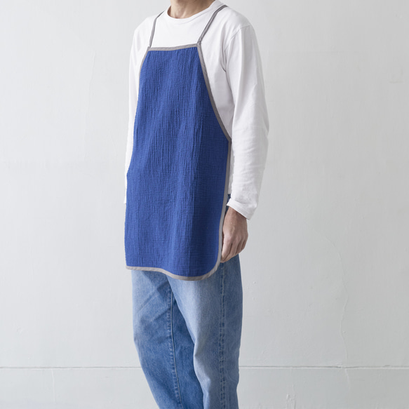 パイピングエプロン WG+ポーチ  / piping apron WG+pouch　ネイビー 13枚目の画像