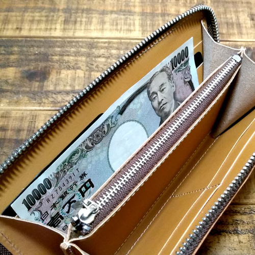 送料無料 栃木レザー ラウンドファスナー ロングウォレット 長財布