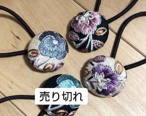 インド刺繍リボンくるみボタンヘアゴム2個セット ヘアゴム pupu 通販
